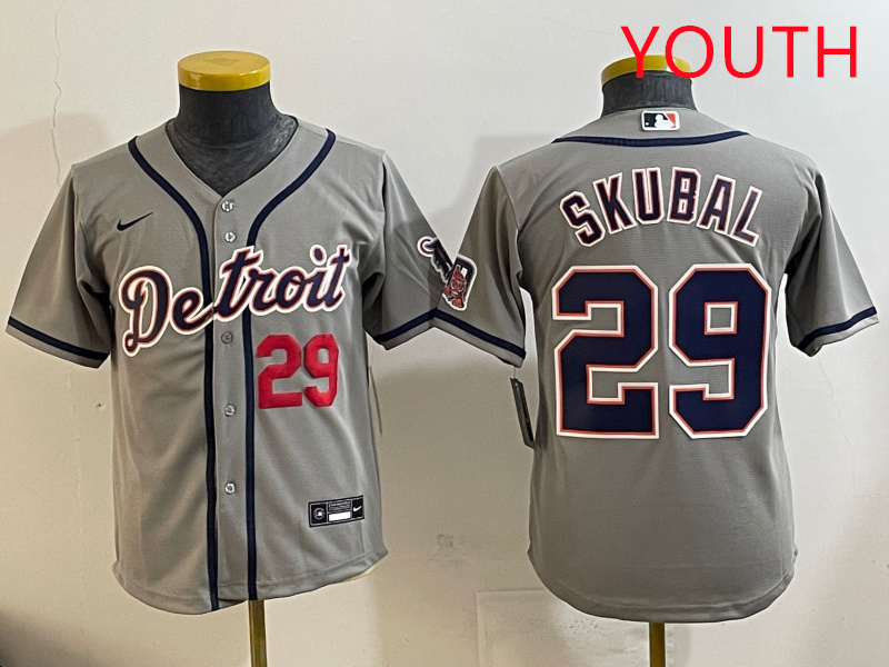 Youth 2025 Detroit Tigers #29 Skubal grey Nike MLB jersey style 2